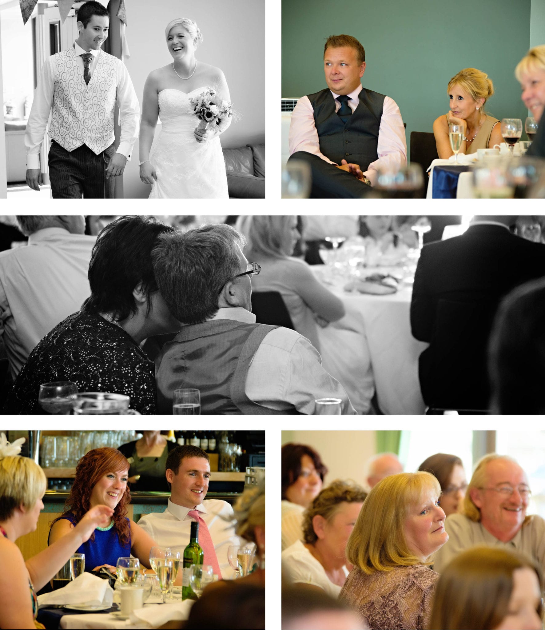 North Wales wedding - bride and groom entering for dinner