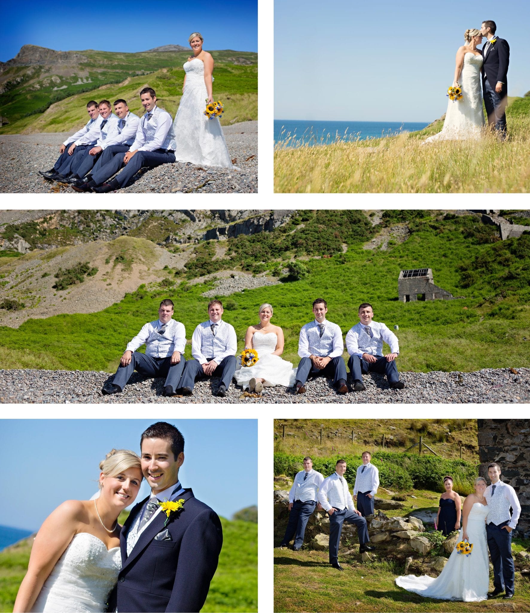 North Wales wedding - wedding party on beach