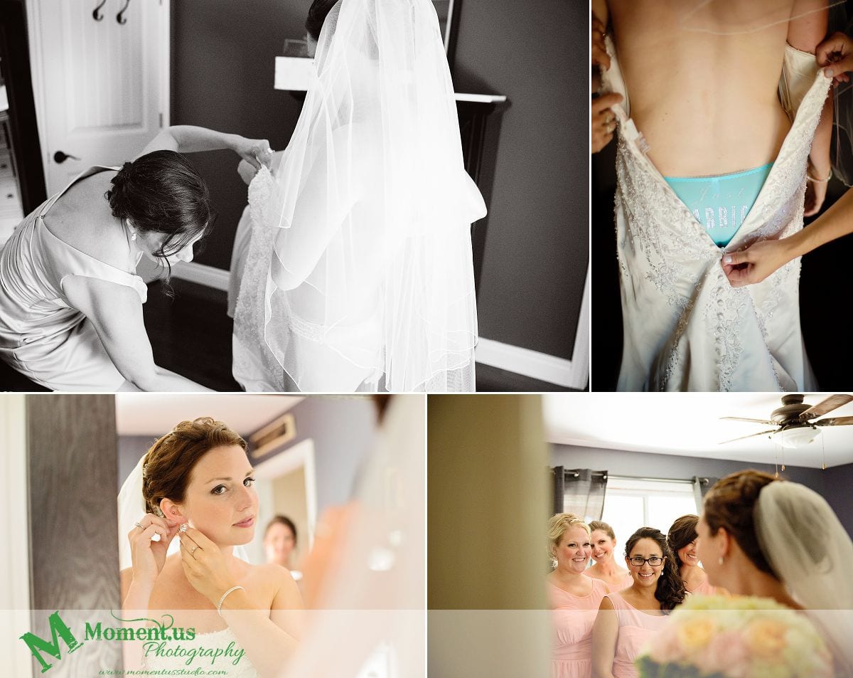 Outdoor Cornwall Wedding - bride in blue underwear