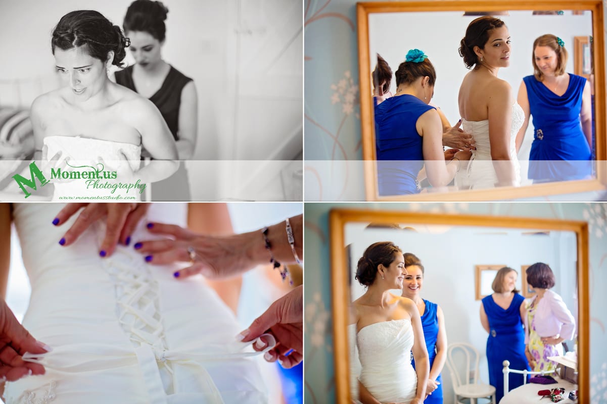Fort Belan Wedding - bride getting dressed