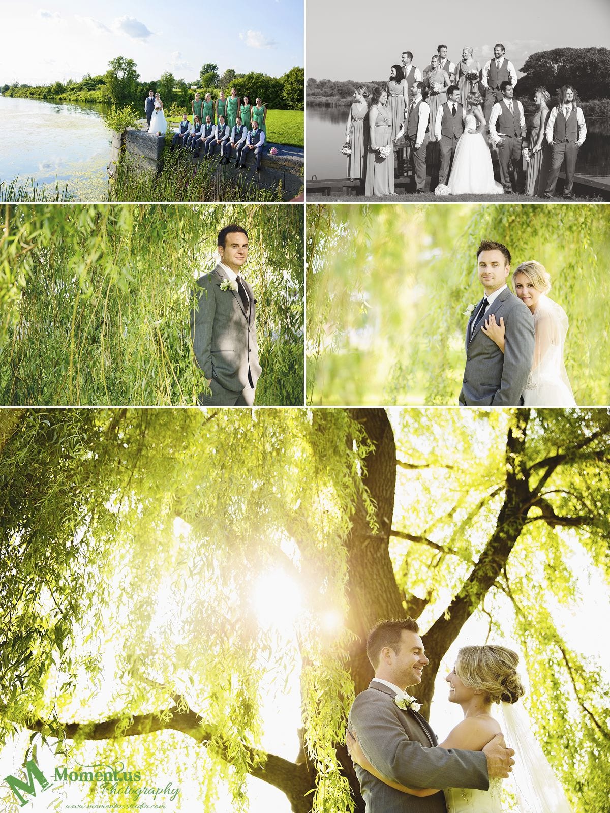 Elegant Cornwall wedding - wedding party on canal