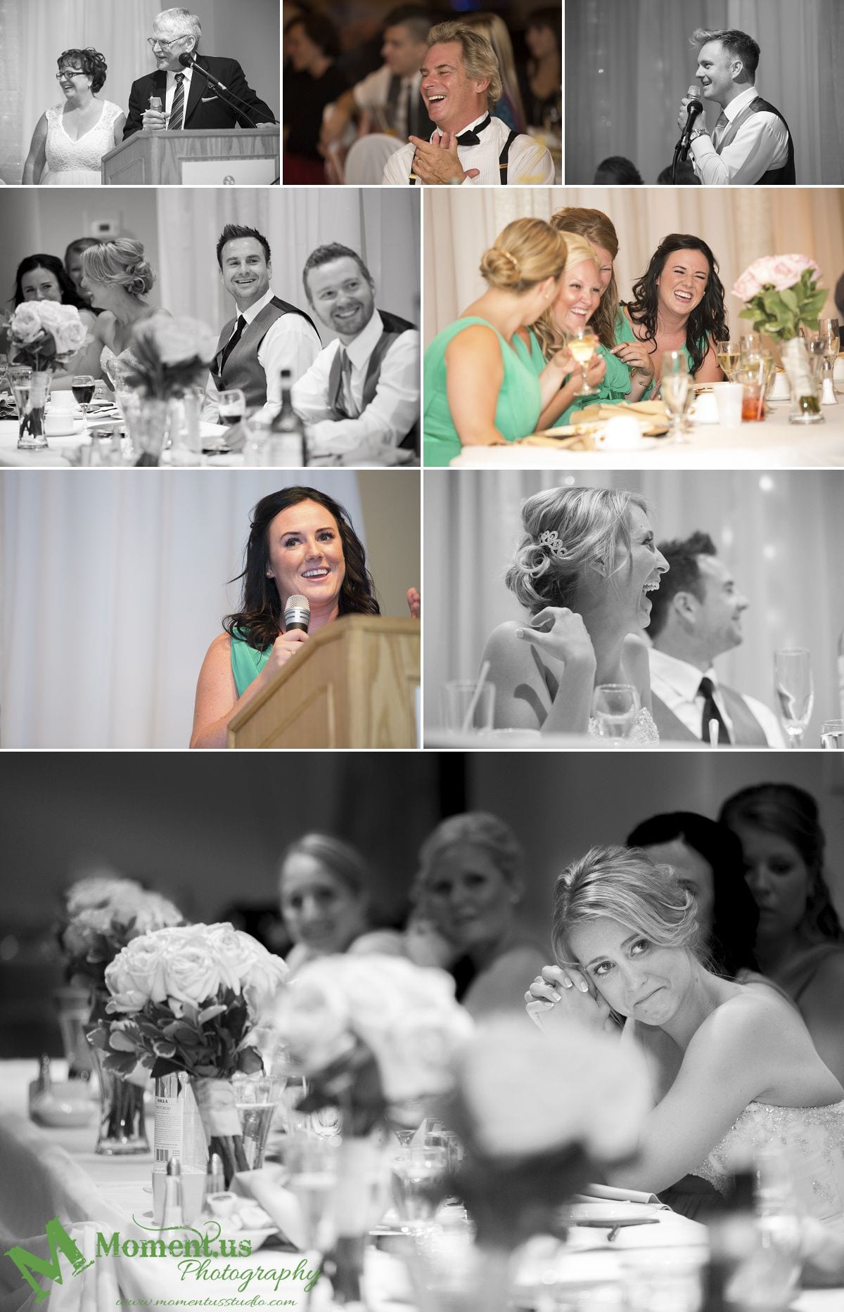 Elegant Cornwall wedding - bride crying during speeches