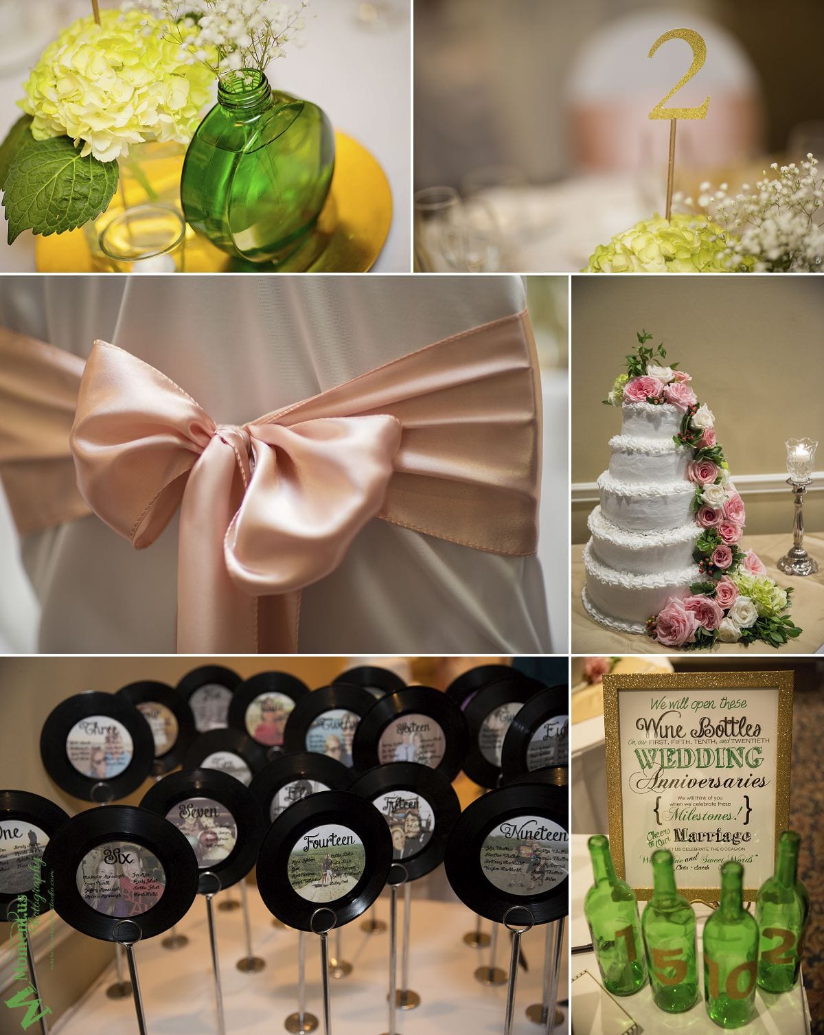 Elegant Cornwall wedding - green glass centrepiece
