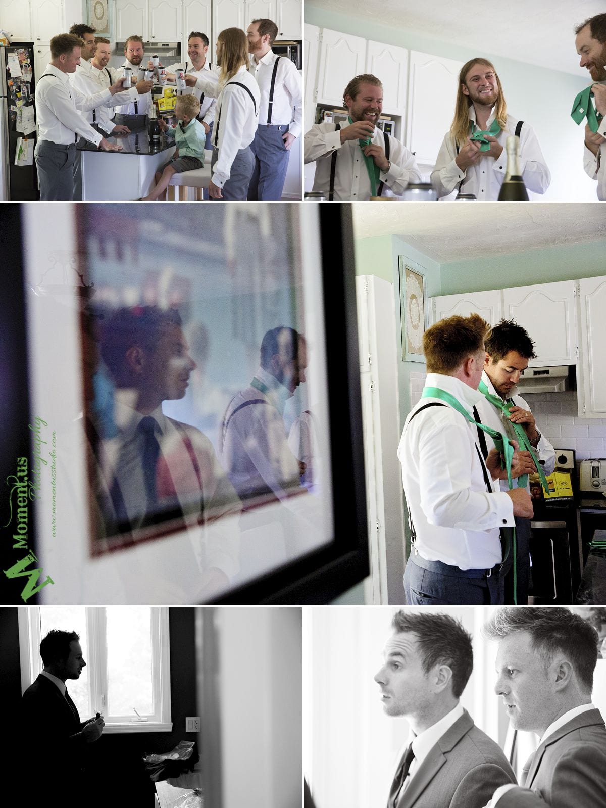 Elegant Cornwall wedding - groom reflected in painting