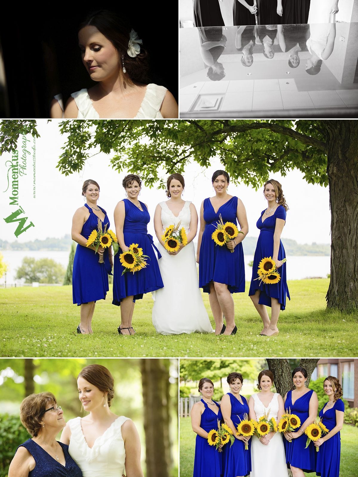 NAV Centre Cornwall weddings - bridesmaids holding sunflowers