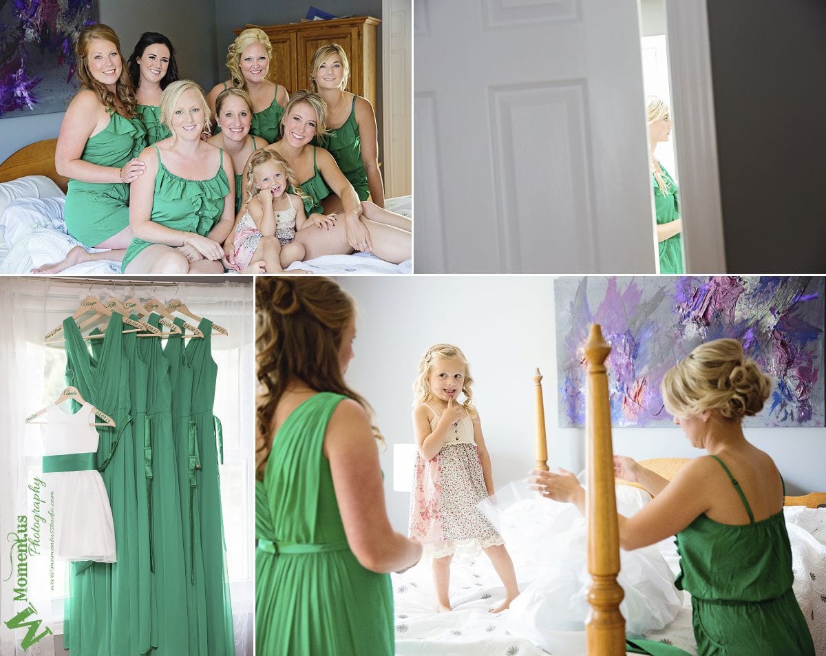 Elegant Cornwall wedding - flower girl getting dressed