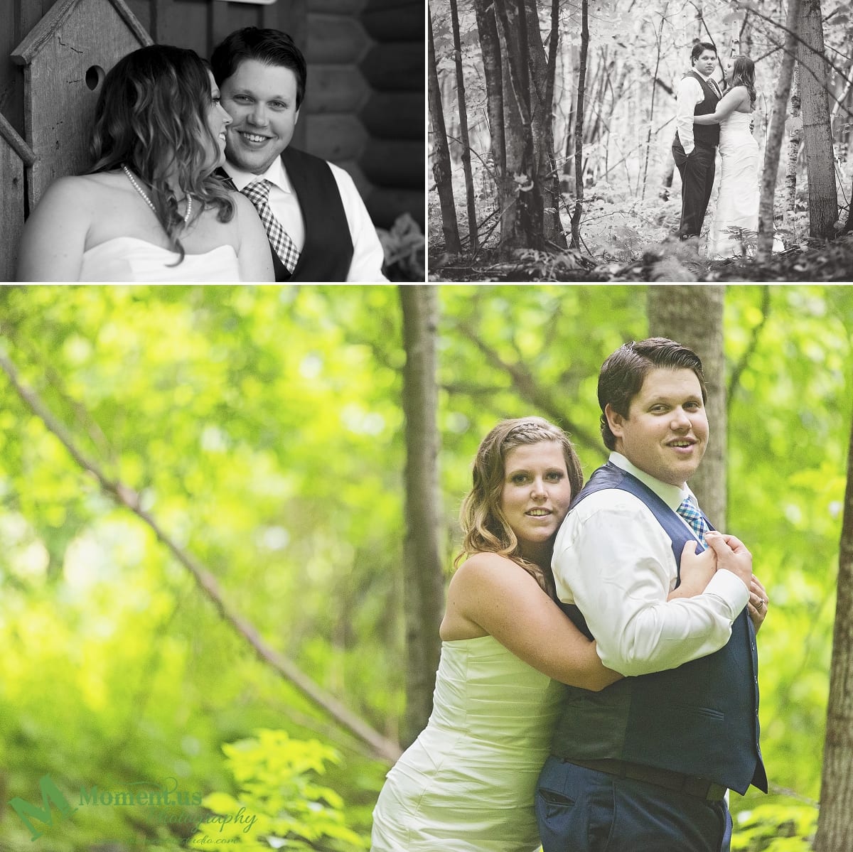 rustic country wedding photos - bride and groom in forest