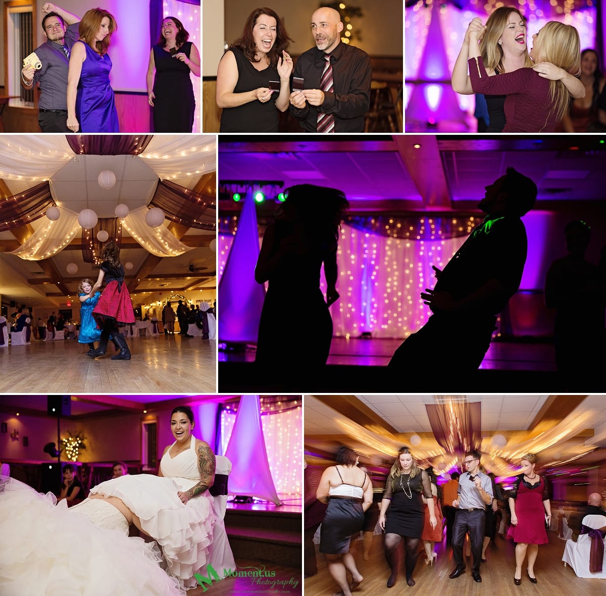 Alexandria wedding - pink uplighting guests dancing