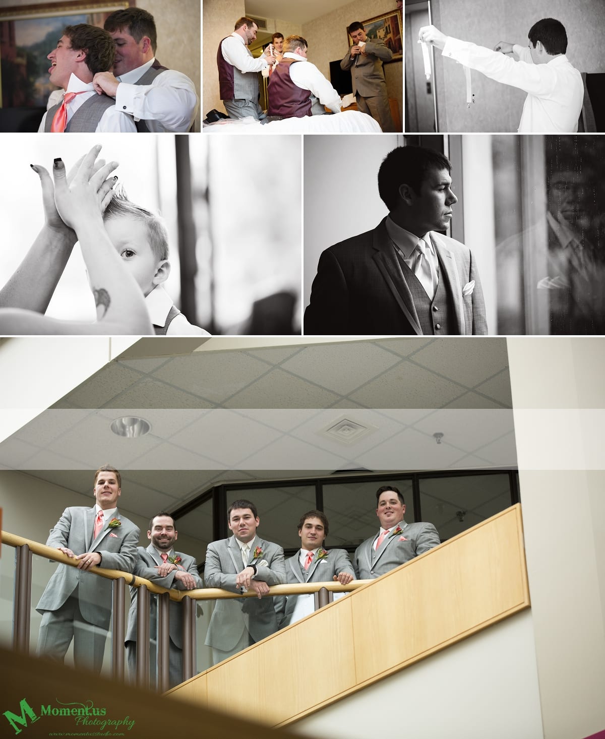 ushers tying ties for NAVCentre wedding - Cornwall wedding photographer