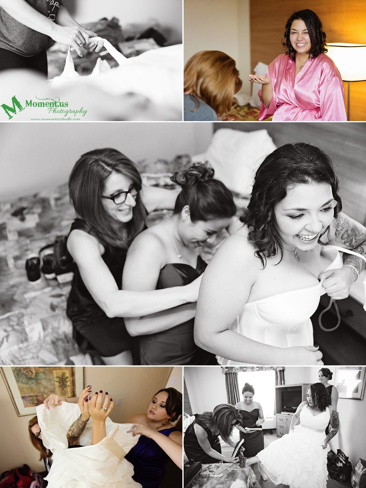 Alexandria wedding - bride getting dress fixed