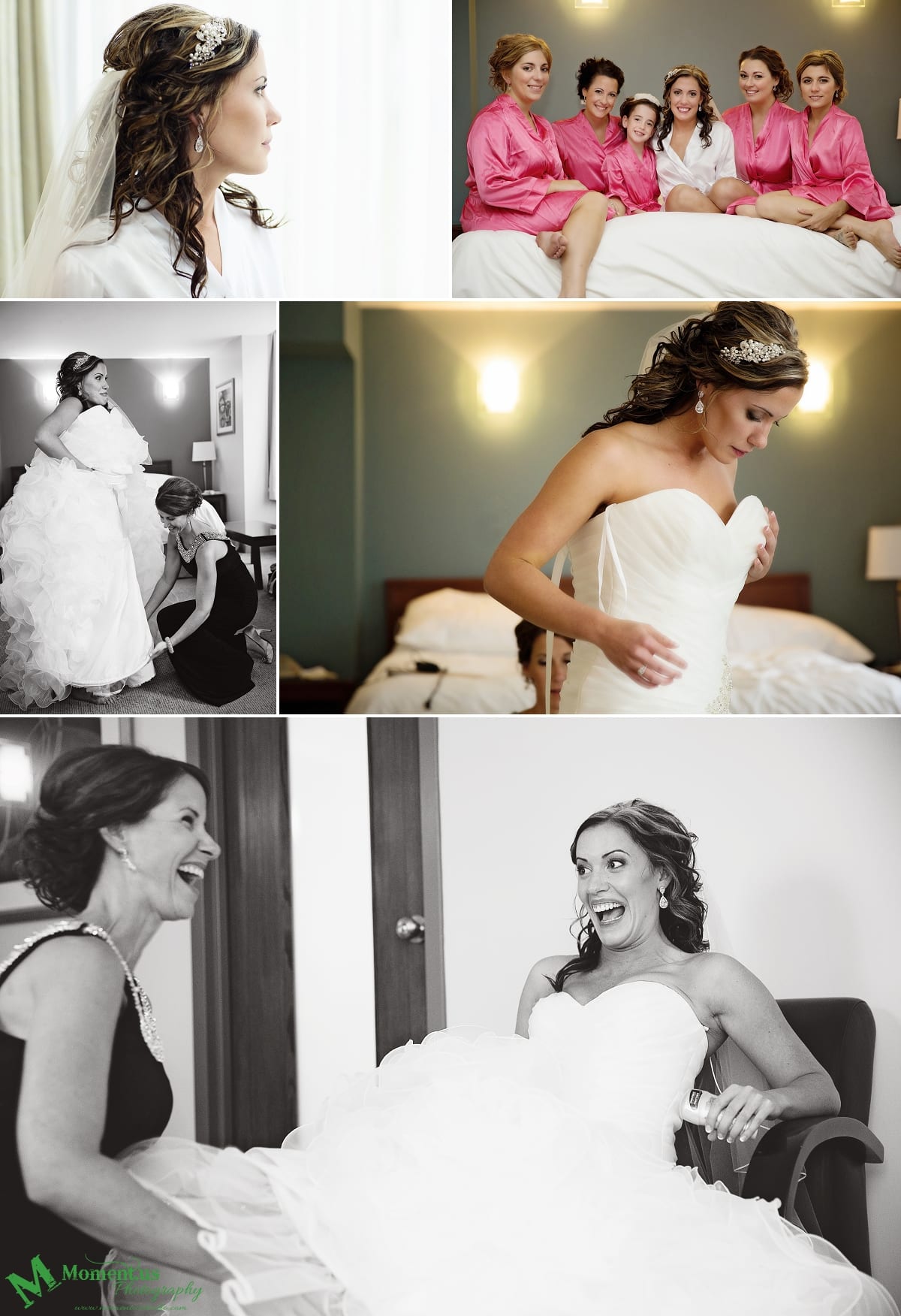 bride and mother laughing during prep at NAVCentre wedding - Cornwall wedding photographer