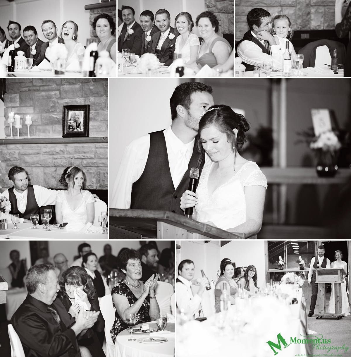 bride crying at microphone - Calabogie Peaks Wedding