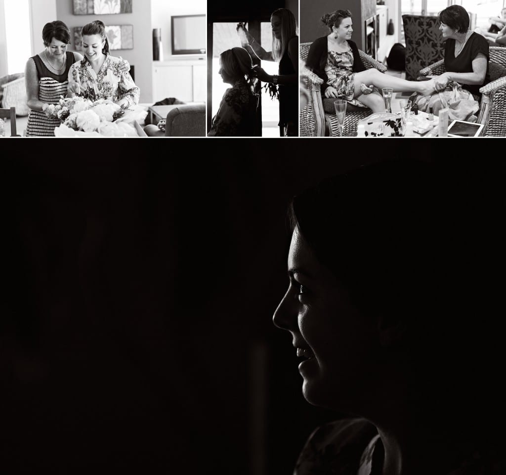 Cornwall international wedding photographer - mom doing bride's toenails