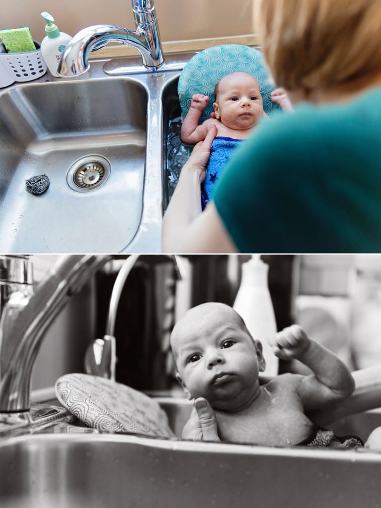 Cornwall documentary family photographer - sink bath