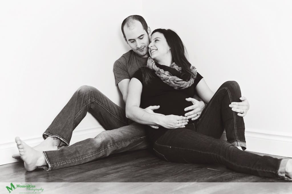 Maternity photography in Cornwall - cuddle in the corner