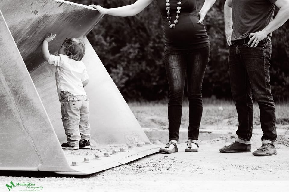 Cornwall maternity photo session - bulldozer