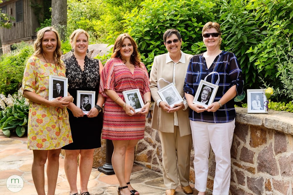women standing with frames