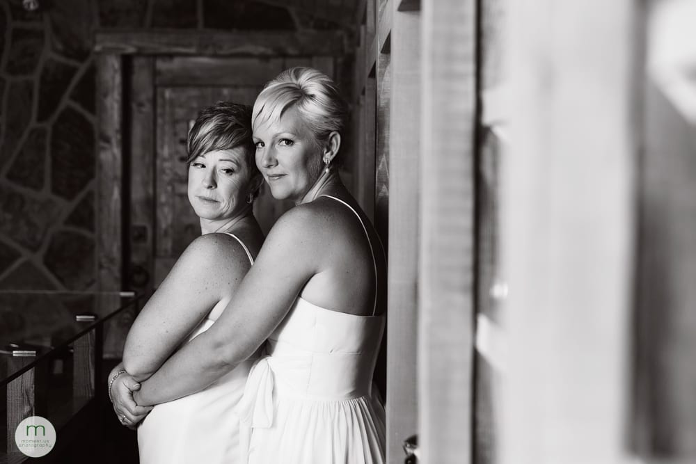 brides in cellar black and white