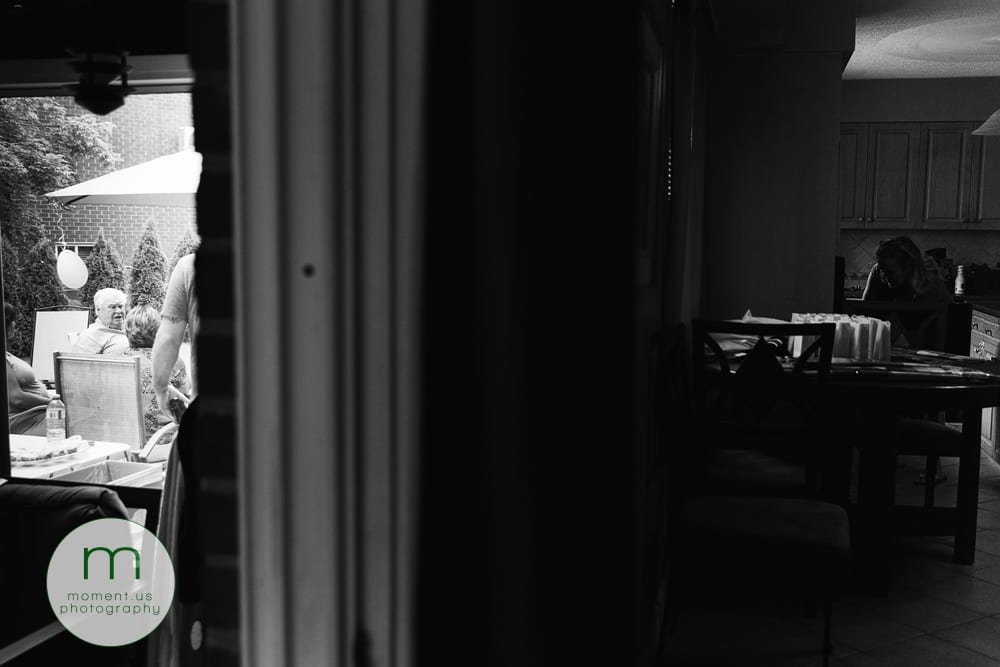 mom inside taking care of food