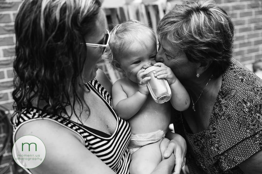 mom and grandma with boy