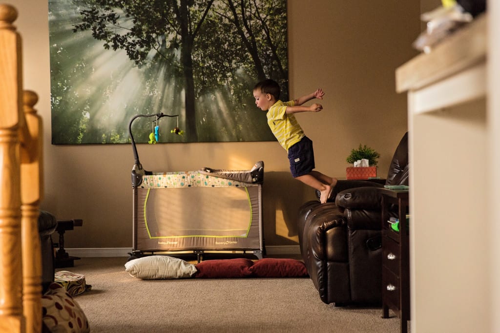 Cornwall boy jumping from couch