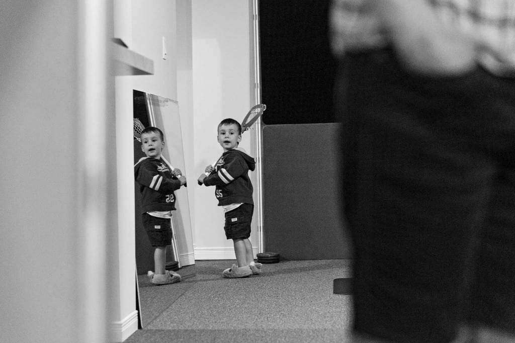 Cornwall boy playing lacrosse in basement