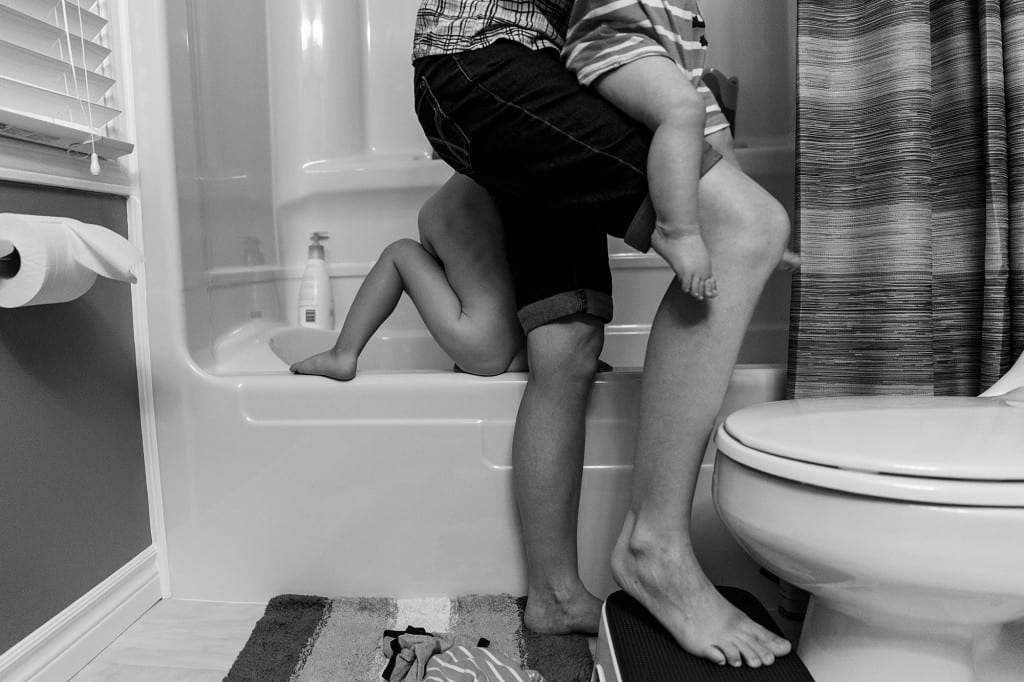 Cornwall boy getting into bath