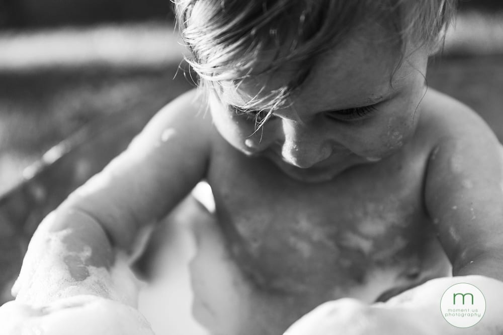 Cornwall child in tub looking at water
