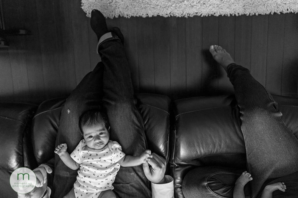 Montreal baby girl on couch