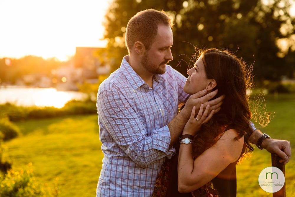 man holding fiancee's face
