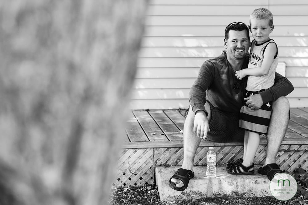 Cornwall Dad and son sitting on front porch