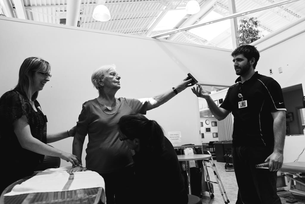 woman reaching for cup