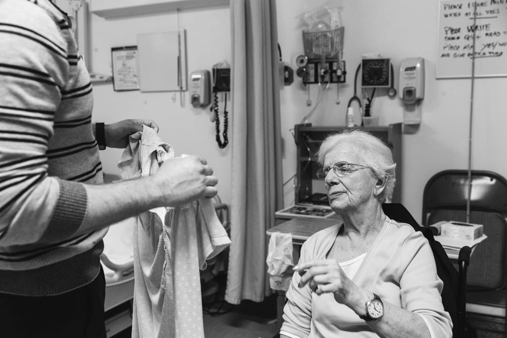 woman pointing at nightgown