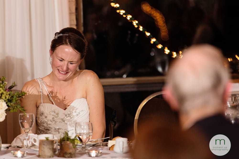 bride cringing during speech