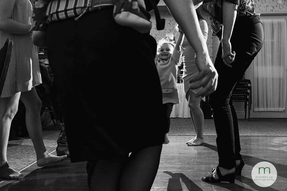young girl swinging on dancefloor