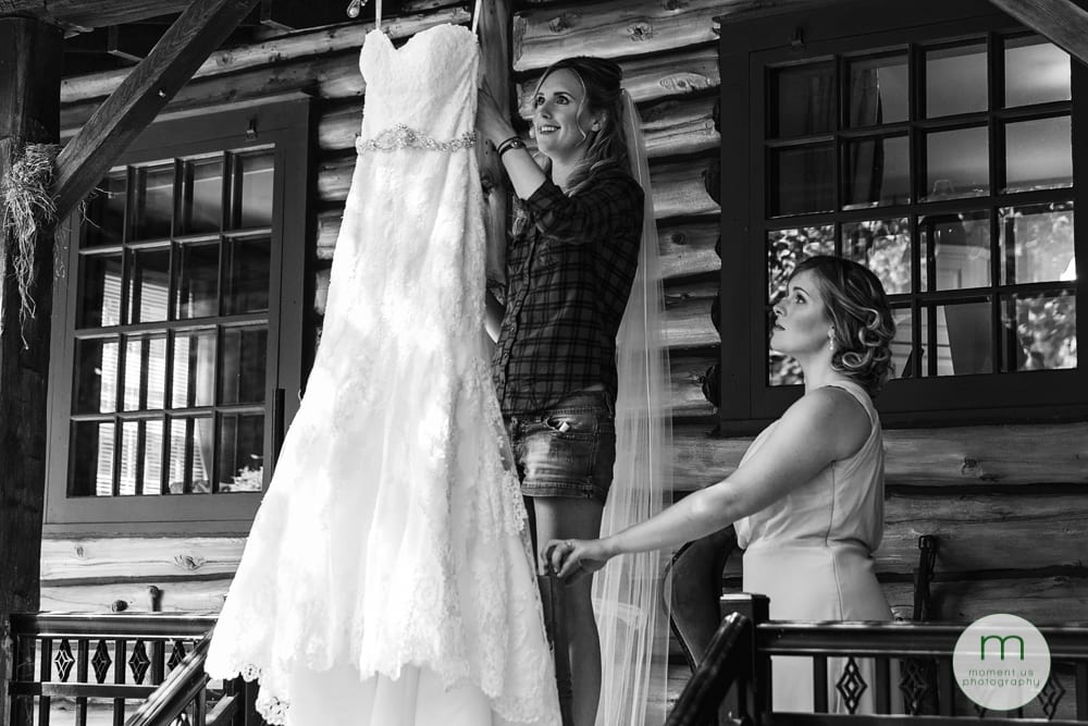 Cornwall Rustic Country Wedding bride hanging dress