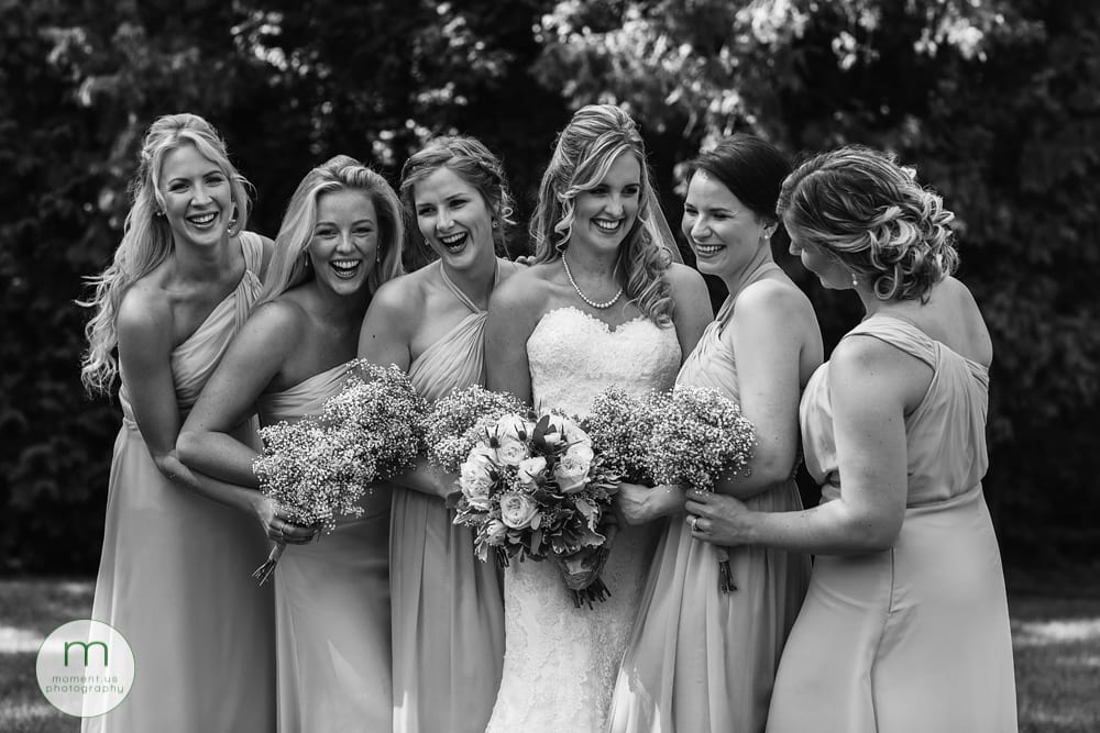 Cornwall Rustic Country Wedding  bride with bridesmaids