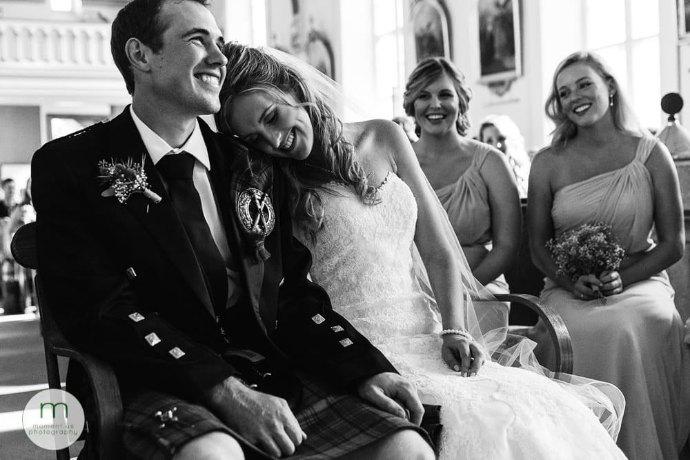 Cornwall Rustic Country Wedding - bride resting head on grooms shoulder