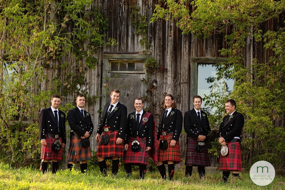 Cornwall Rustic Country Wedding - groom with groomsmen near barn
