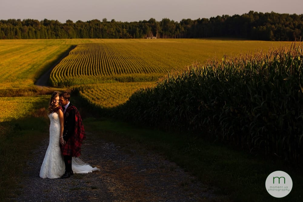 Cornwall Rustic Country Wedding - bride and groom on country track in field