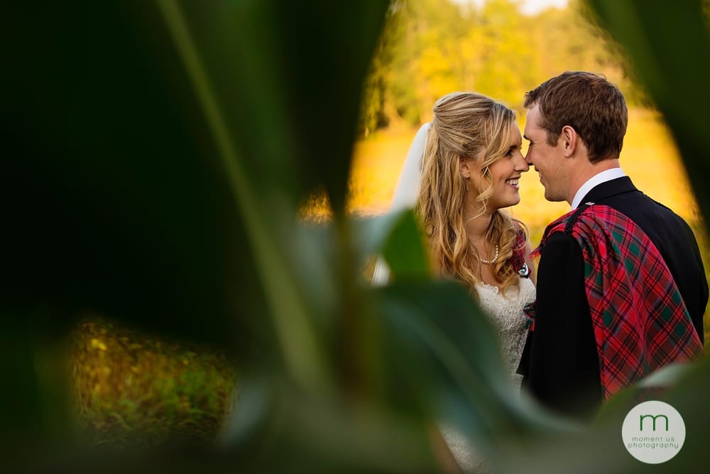 Cornwall Rustic Country Wedding - bride and groom nose to nose