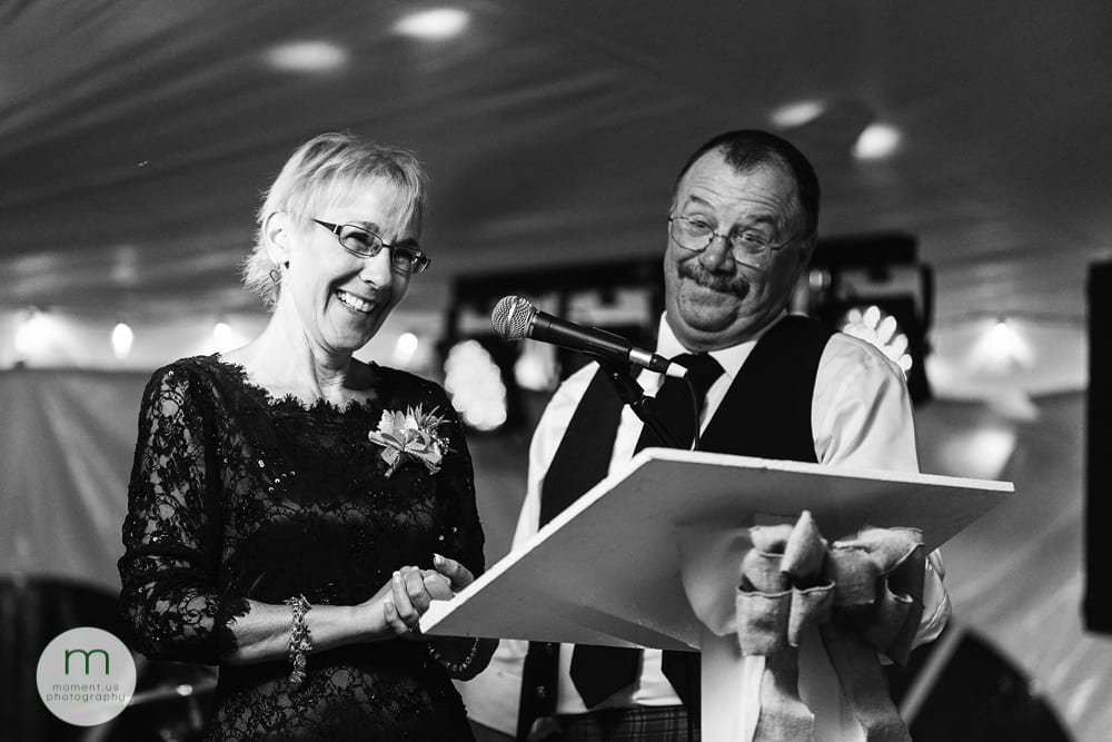 Cornwall Rustic Country Wedding - parents of groom giving speech