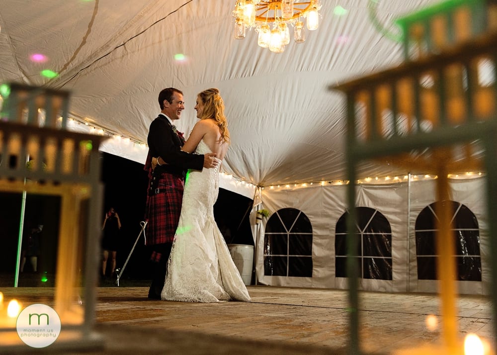 Cornwall Rustic Country Wedding - bride and groom dancing together