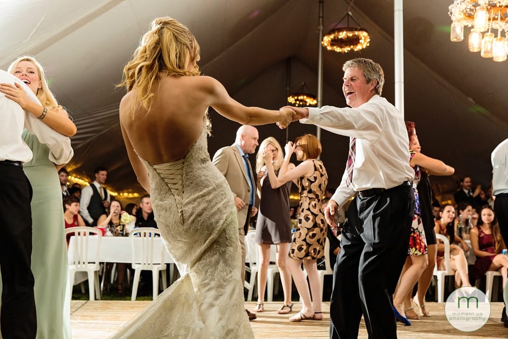 Cornwall Rustic Country Wedding - bride dancing with dad