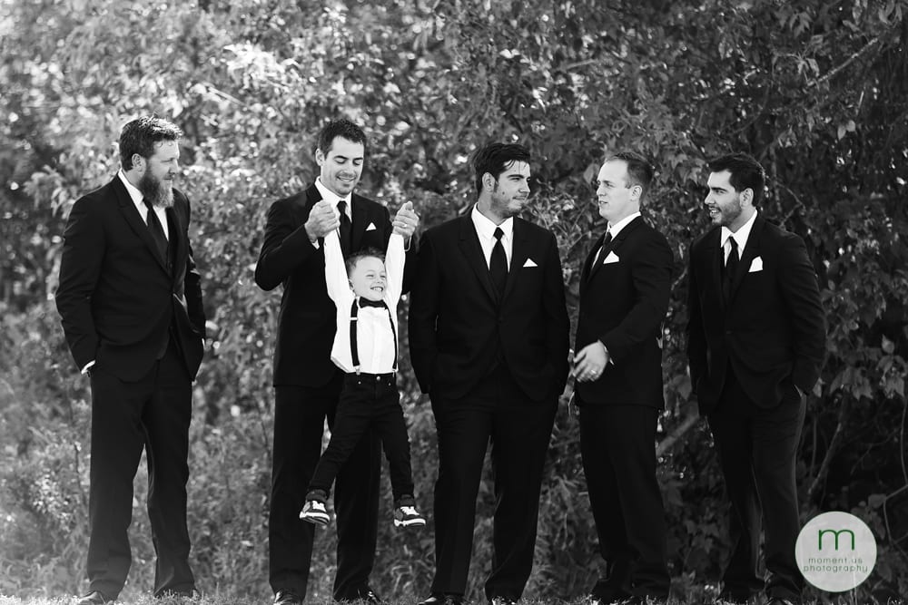 groomsmen playing