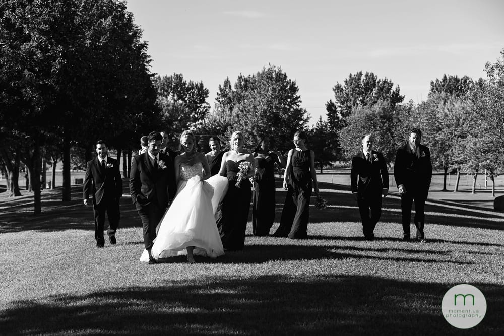 wedding party walking