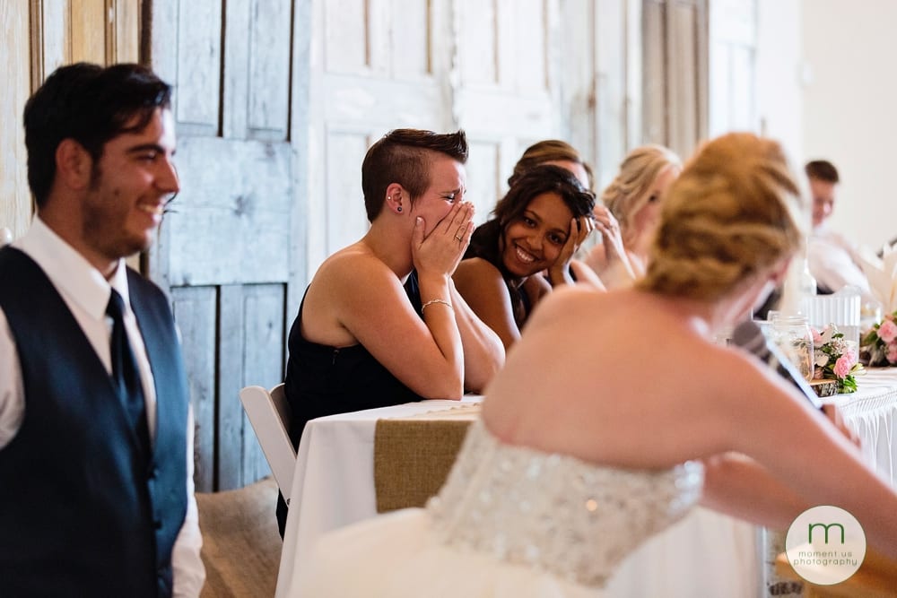 bridesmaid laughing