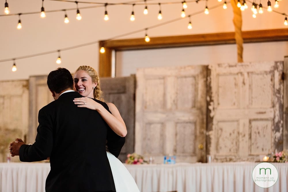 bride and groom dancing