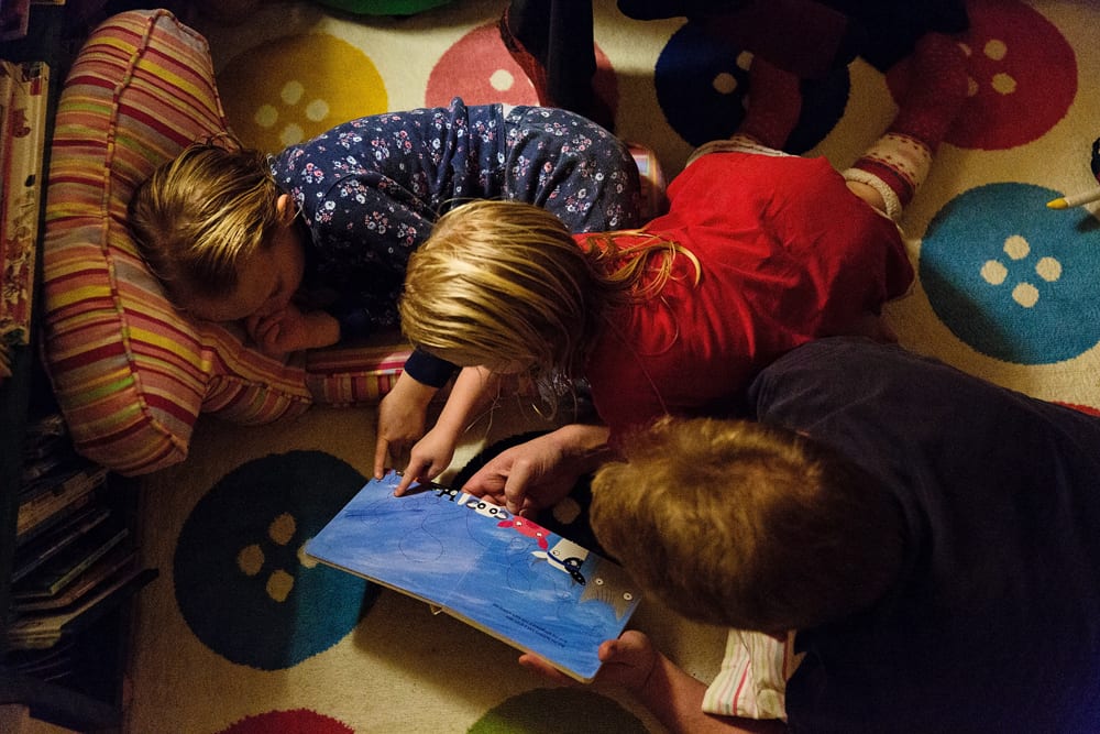 Stockholm family reading bedtime stories