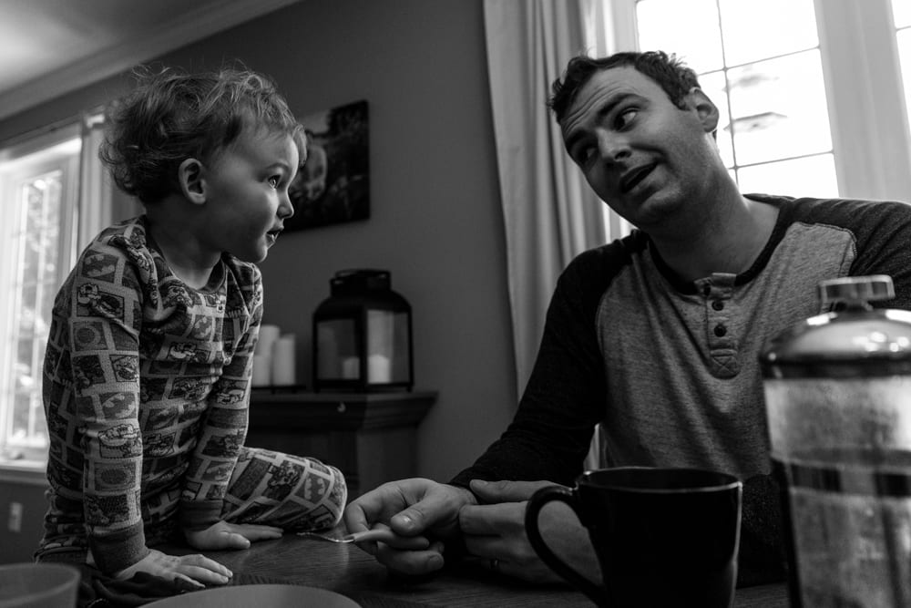 Cornwall family photography - dad scolding son